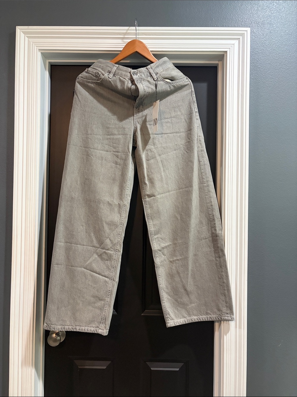 Zara Light Gray Wide-Leg Jeans